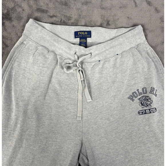 Polo Ralph Lauren Pants Mens Large Gray Sleepwear Jogger Sweatpants Lounge Tiger - Picture 3 of 4